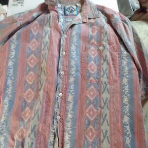 VINTAGE Santana men's cotton short sleeve button Down Shirt